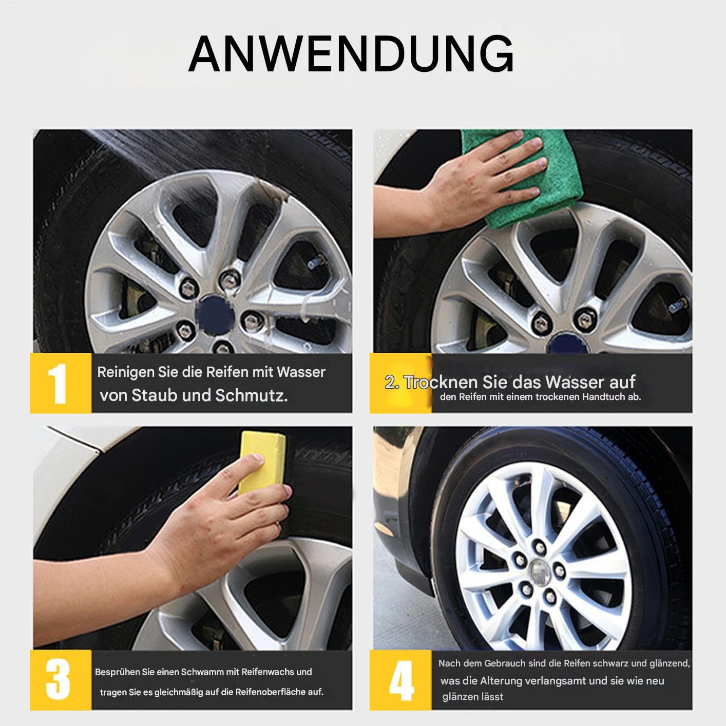 de roue pour pneus de voiture – 100 g de dissolvant et revêtement brillant | Amélioration de l'aspect des pneus durable pour le nettoyage, la rénovation, la rénovation et la cire des roues de