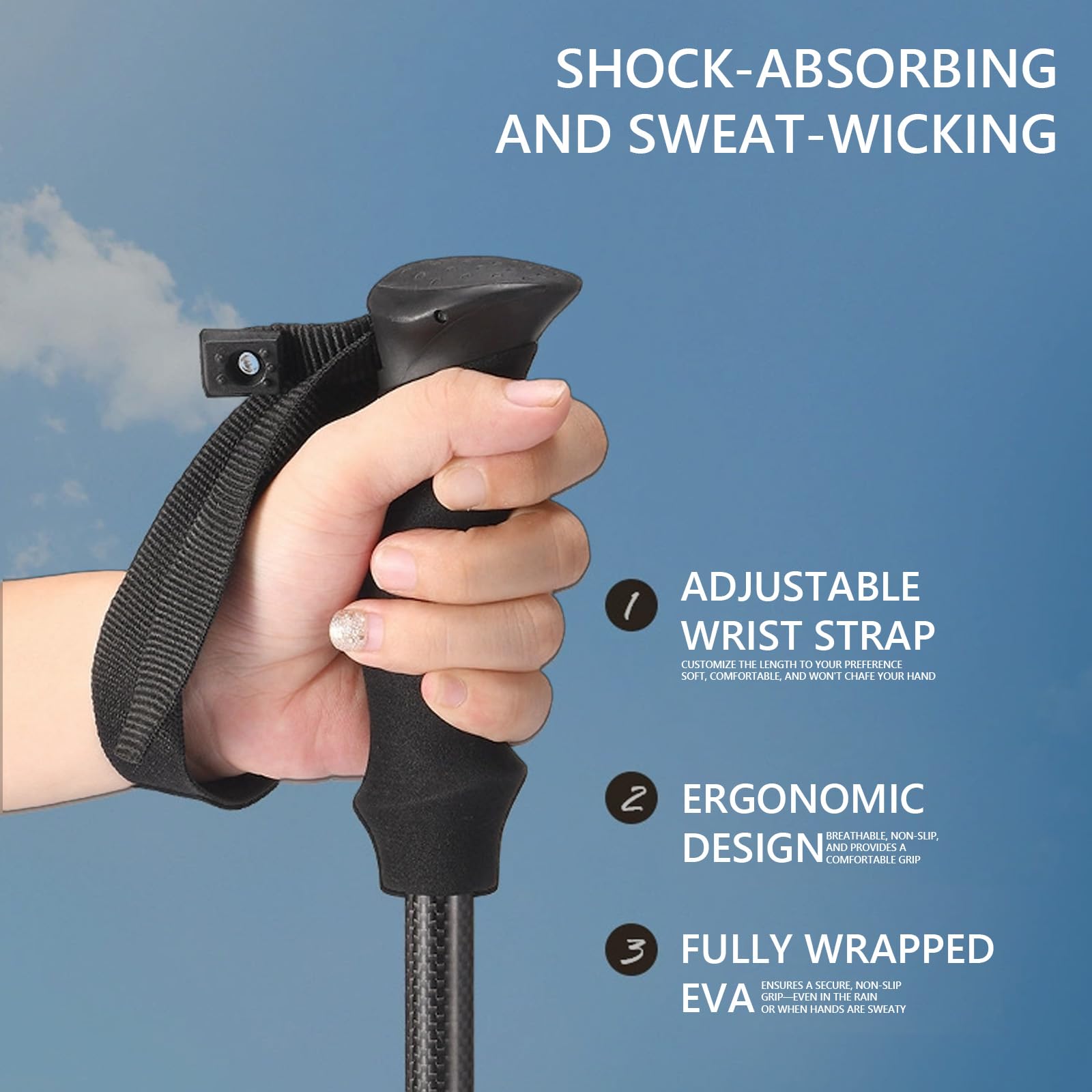 Wanderstöcke,Nordic Walking Stöcke, Teleskop, Spitze Aus Wolframstahl, Ultraleichte Trekkingstöcke, Mit Gummipuffer-Set, Verstellbar, Inklusive Schlammauffangschale, 2er-Pack