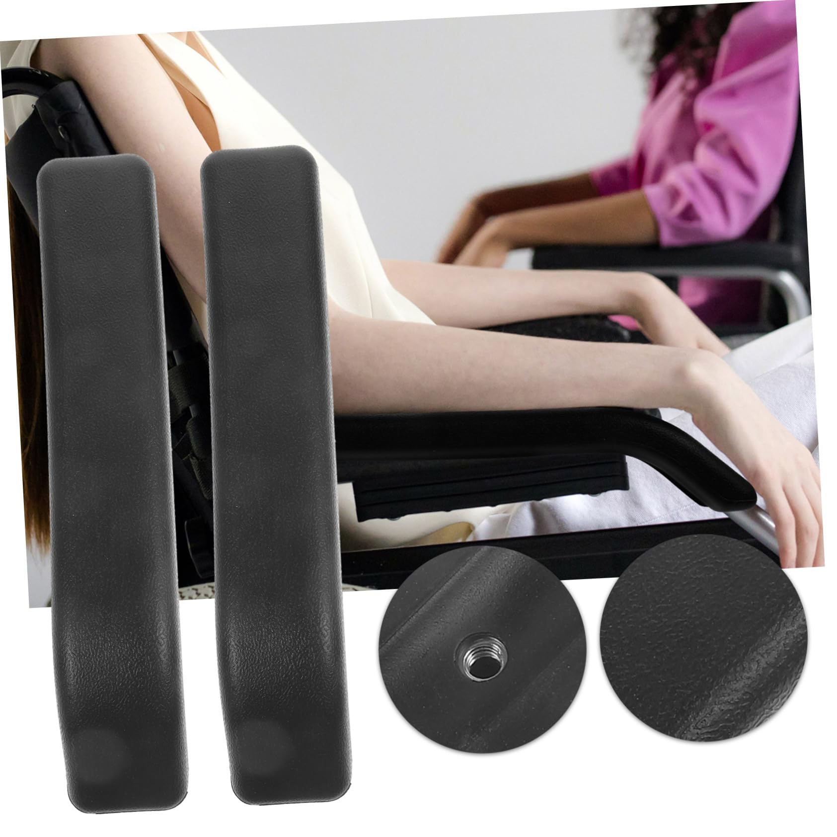 NUOBESTY 5 Paia Braccioli Della Impugnature Imbottiture Per Braccioli Della Sedia Poltrona Reclinabile Cuscino Del Sedile Dell'auto Camminatore Ruota Maniglia Black Plastica