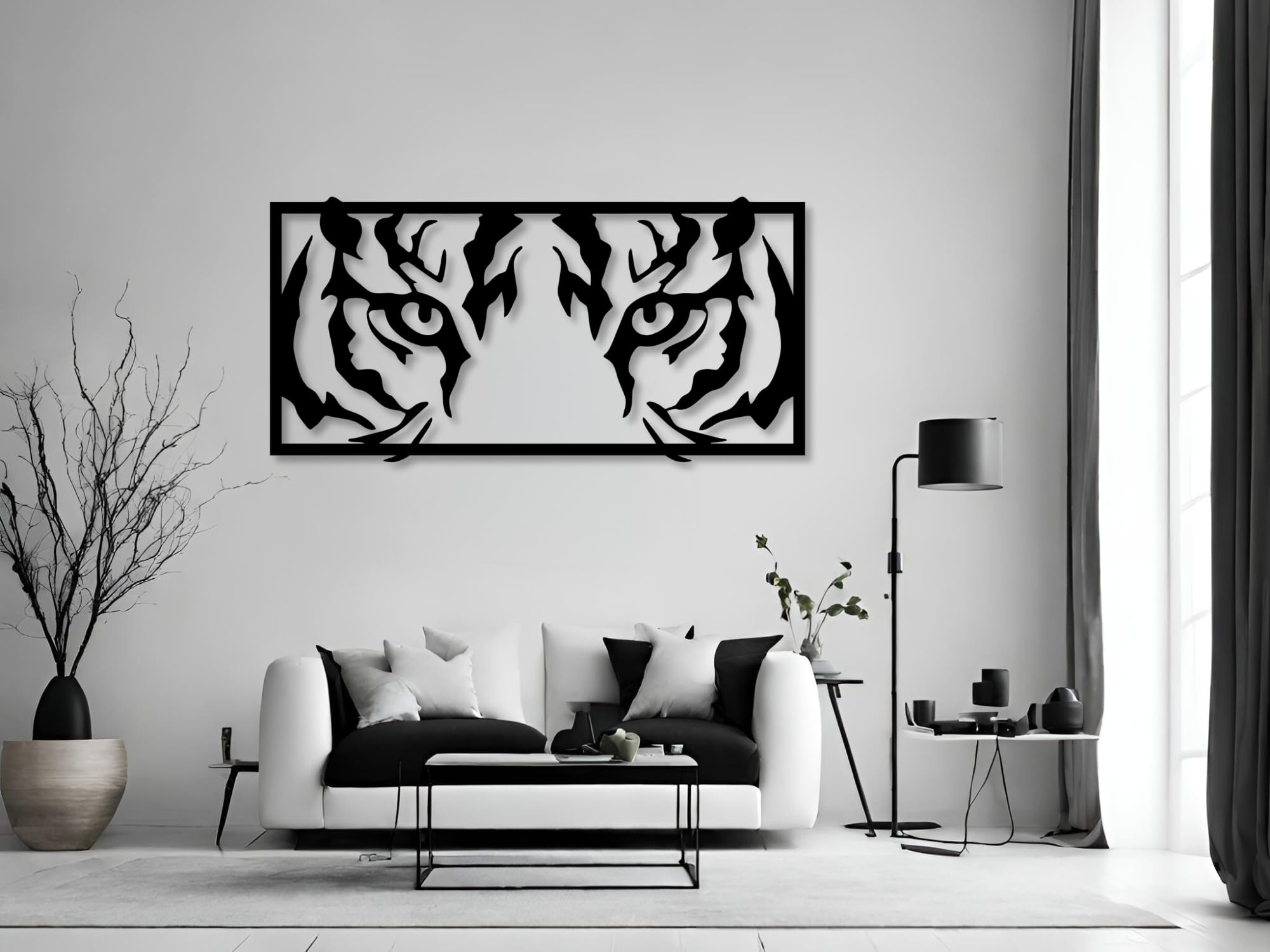 VAILLA Animales Cuadros decoracion salon modernos grande, Decoración de pared de madera 3D, Decorativos para Pared del hogar, Cuadro Habitacion, Quadros decoração sala, dormitorio (Ojos de tigre)