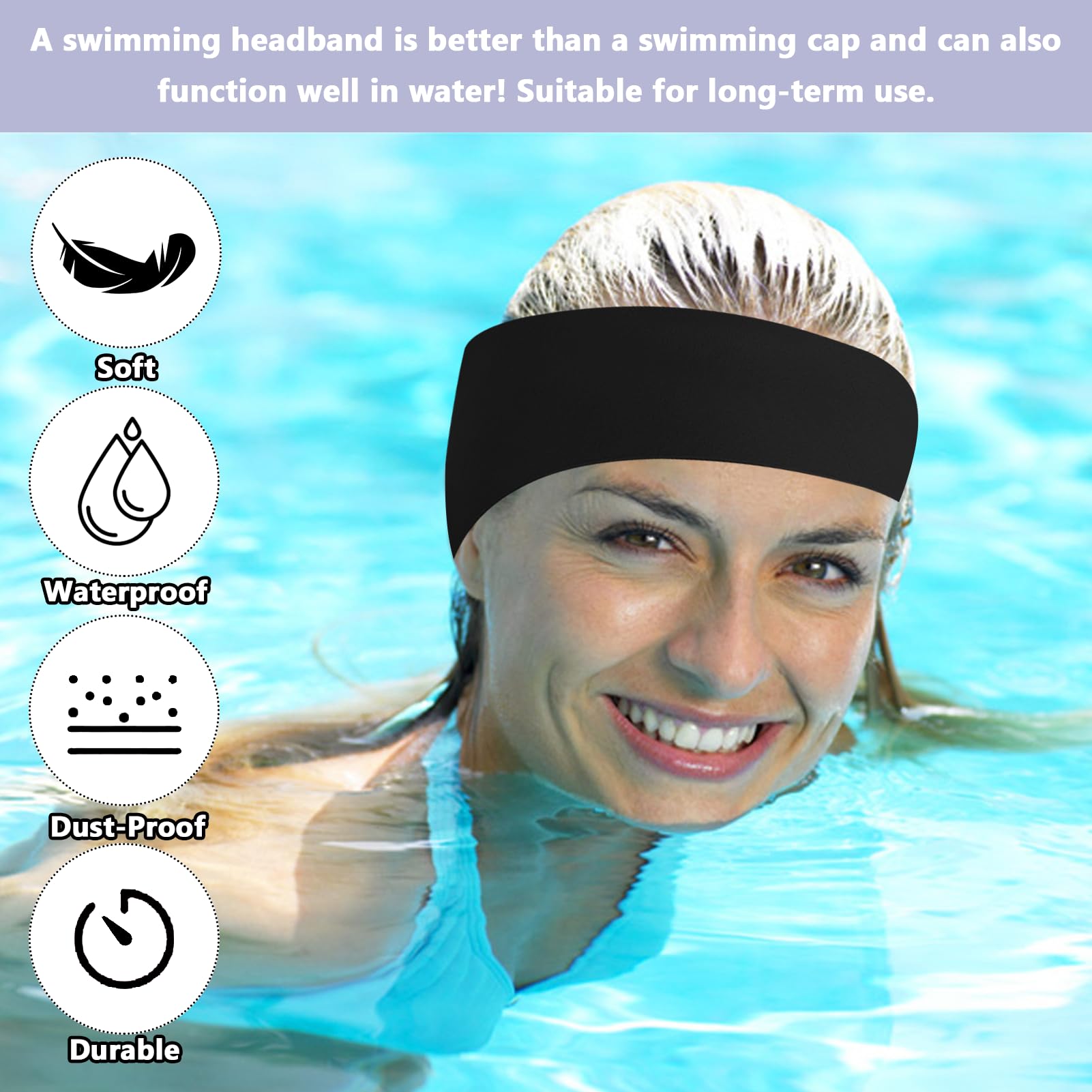 Diadema de natación para niños, diadema de neopreno ajustable, diadema de protección auditiva para piscina, banda deportiva elástica náutica para natación y surf