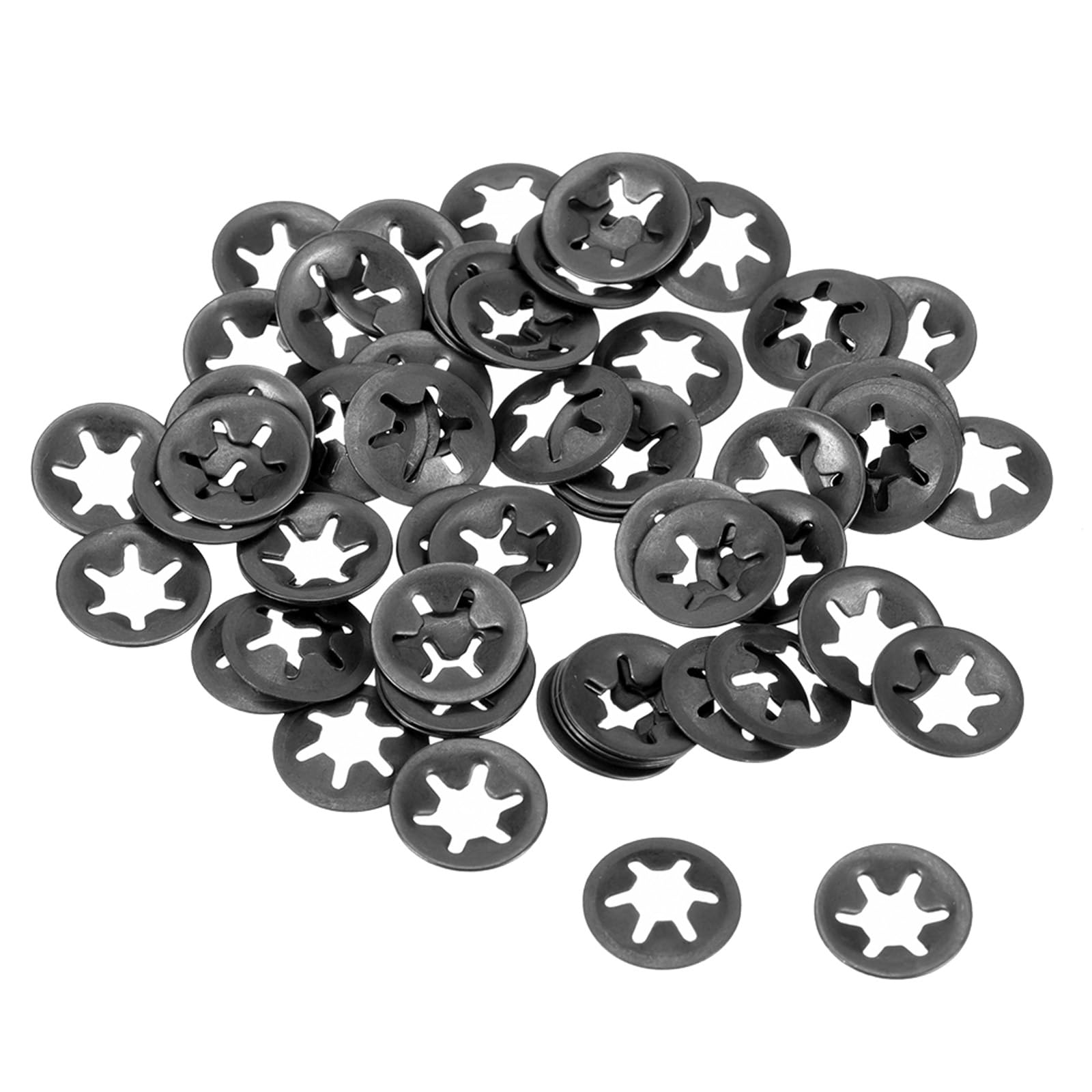 Kozelo 60pcs Internal Tooth Star Washers - [ M5 x 12mm O.D. ] Quick Speed Star Locking Washers Assortment Kit for Machinery Furniture Car Use | 65Mn Black Oxide Finish