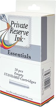Private Reserve Ink Essentials - Empty Standard Cartridges 50 pcs, Clear PR2, 1 Count Pack of 1