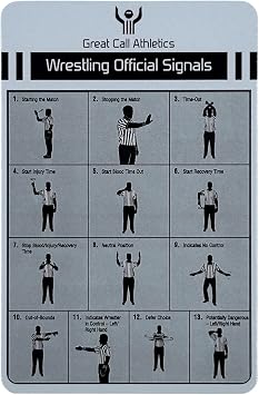 | Wrestling Signal Card | NFHS College Premium Thick Rounded Corners UV Laminate Coating | 5x3 | Referee Official