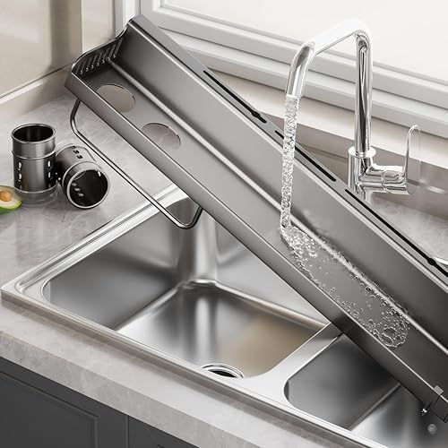 Miniatura 9 de Estante para utensilios de cocina montado en la pared con ganchos para montaje en pared, acero inoxidable, estante colgante de pared para cuchara de