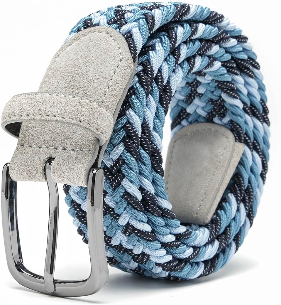 Fabio Valenti Men's Stretch Belt,Woven Braided Web Belt 1 3/8 for Golf Casual Pants Shirts Jeans
