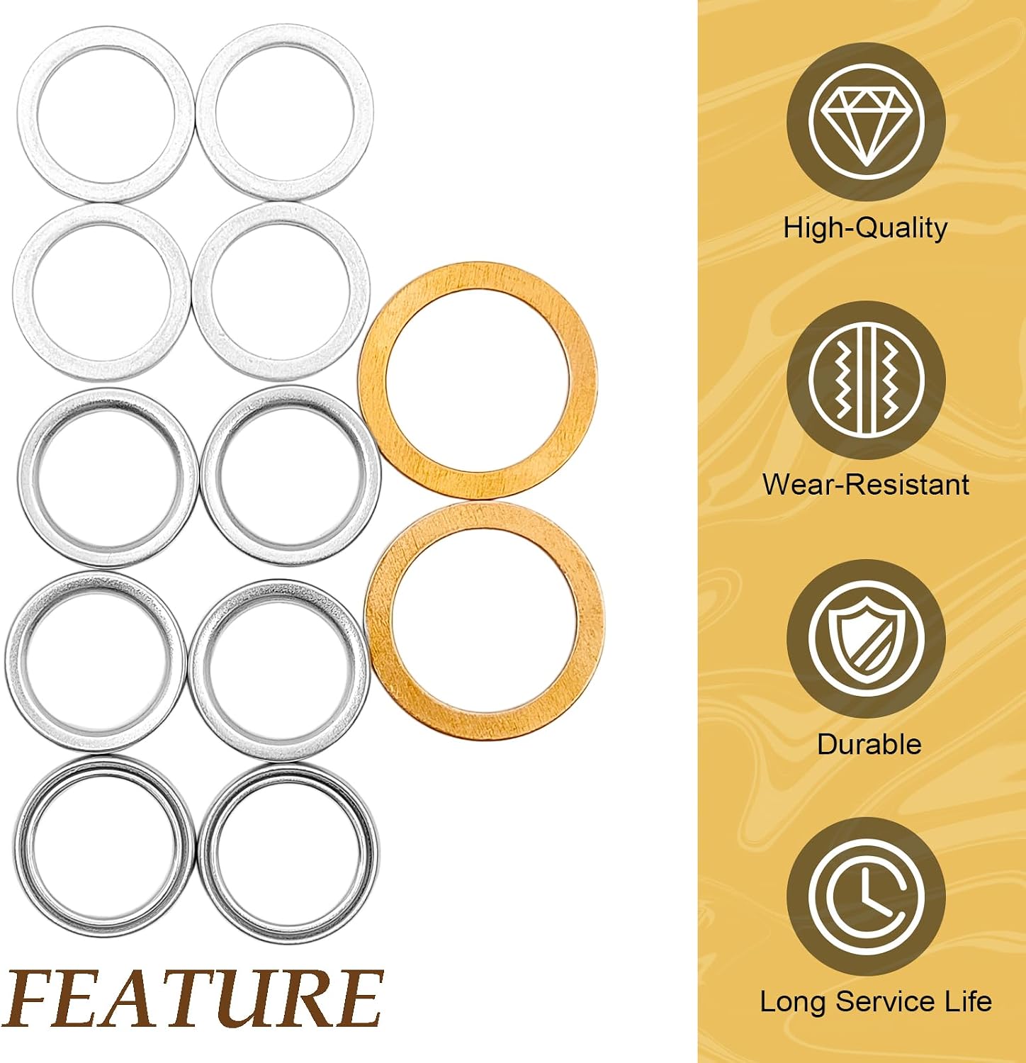 12pcs Differential Transfer Case Crush Washer Gasket Kit，Oil Drain Plug Gasket OEM# 9043024003, 1215710010, 90430A0003 Replacement for Toyota Lexus 4Runner Tundra Land Cruiser Tacoma FJ RAV4