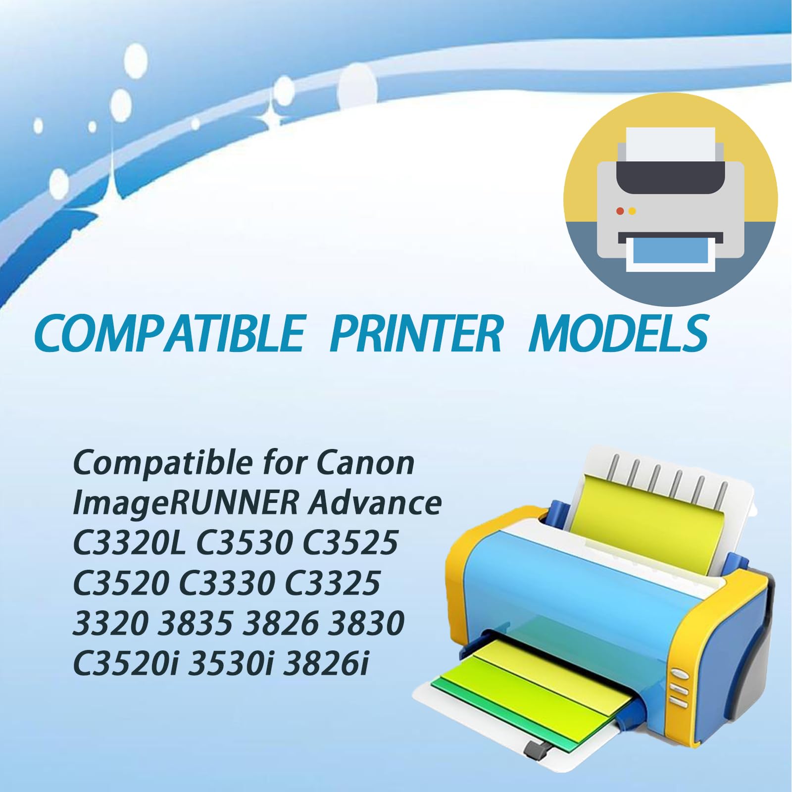 GPR-53 NPG-67 Developer Unit Compatible for Canon ImageRUNNER Advance C3320L C3530 C3525 C3520 C3330 C3325 3320 3835 3826 3830 C3520i 3530i 3826i 3830i 3835i Printers (Yellow)