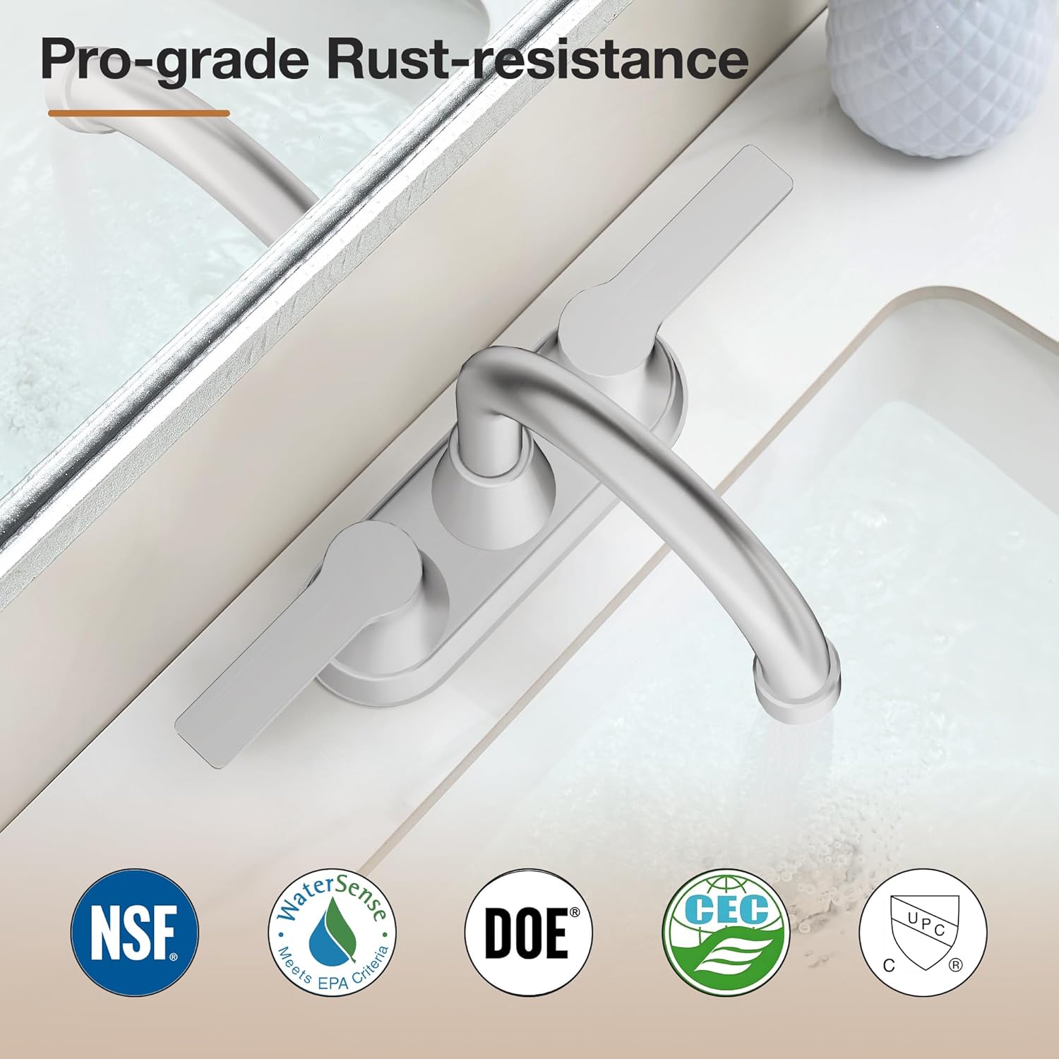 Bathroom Faucets for Sink 3 Hole, 4 inch Matte Black 2 Handle Sink Faucet for Lavatory, Washbasin, Vanity, Commercial, Centerest Faucet with Deck, Pop-up Drain and Supply Hoses