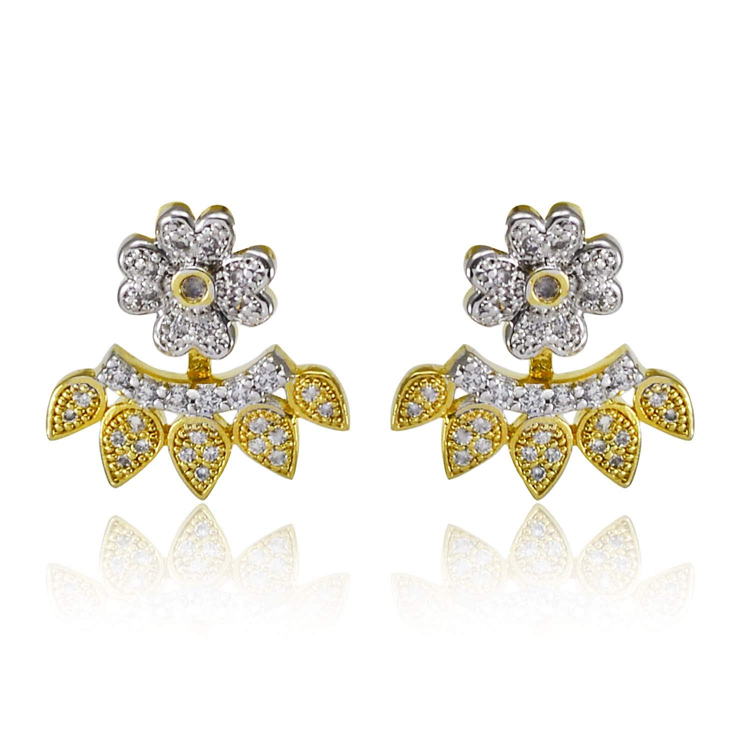Desire Collection CZ Earcuffs American Diamond With 22k Gold Plated AD Earrings Jewellery For Women & girls (Style 2)-picture-46