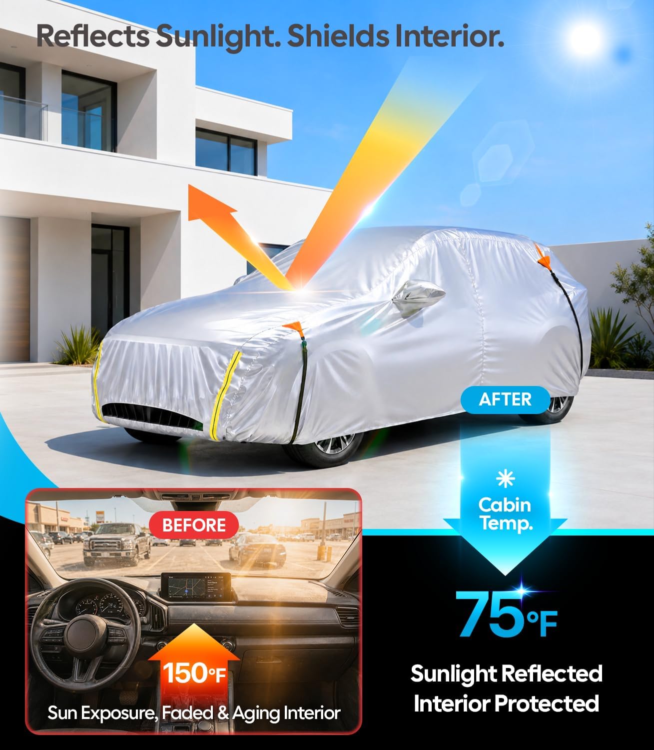 Wigoo Mazda CX-50 2023-2026 CX-5 2026 Car Cover Accessories, Custom Fit SUV Cover, Waterproof All-Weather Outdoor Protection, Windproof Straps, UV Rain Dust Protection, Paint-Safe Lining, Door Zipper
