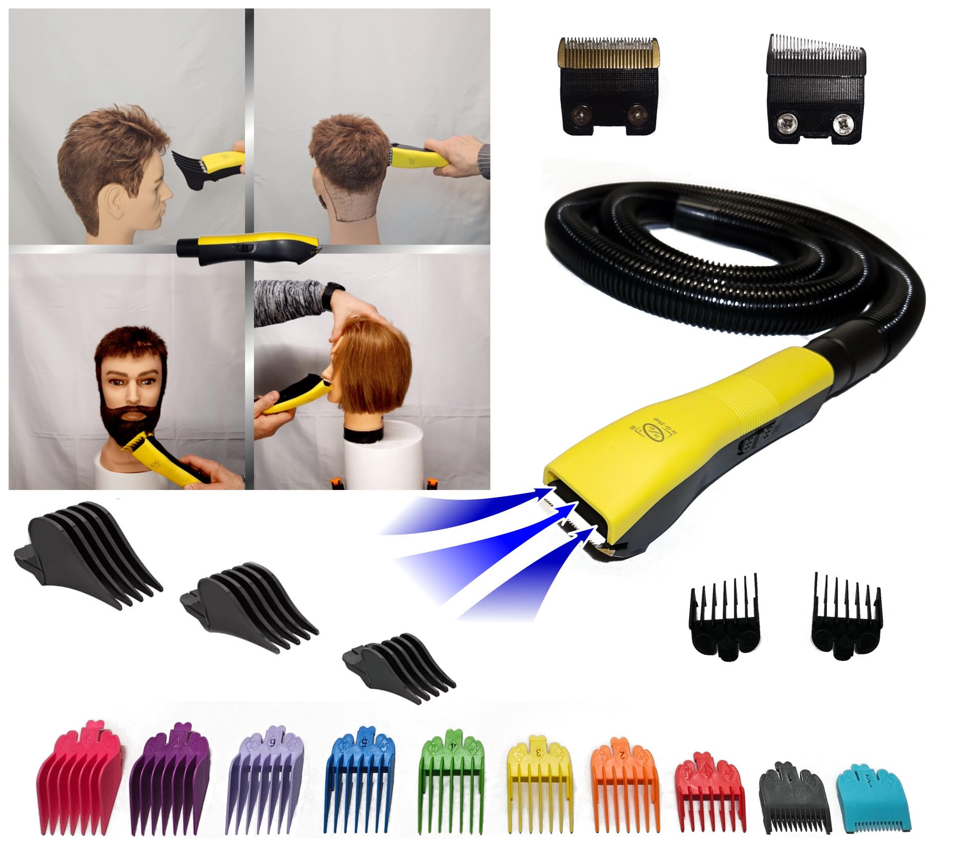 2x Scherkopf, Haarschneider Staubsauger 2 in 1 Haare Schneiden Saugen mit Absaugsystem Hair Easy Cut