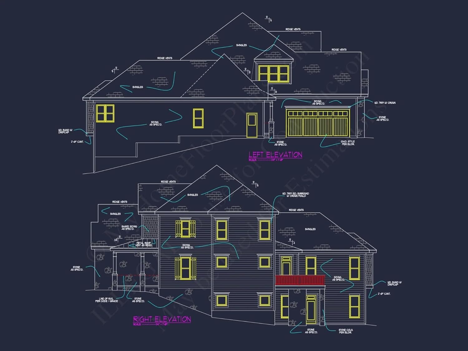 12-2088 House Plan - Beautiful House Plan with Basement and 3 Garage Bays | CAD Design