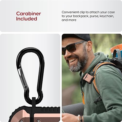 Vista 5 de TalkWorks Funda para AirPods con llavero – Funda protectora resistente para llavero AirPods, mosquetón con clip, carga inalámbrica, compatible