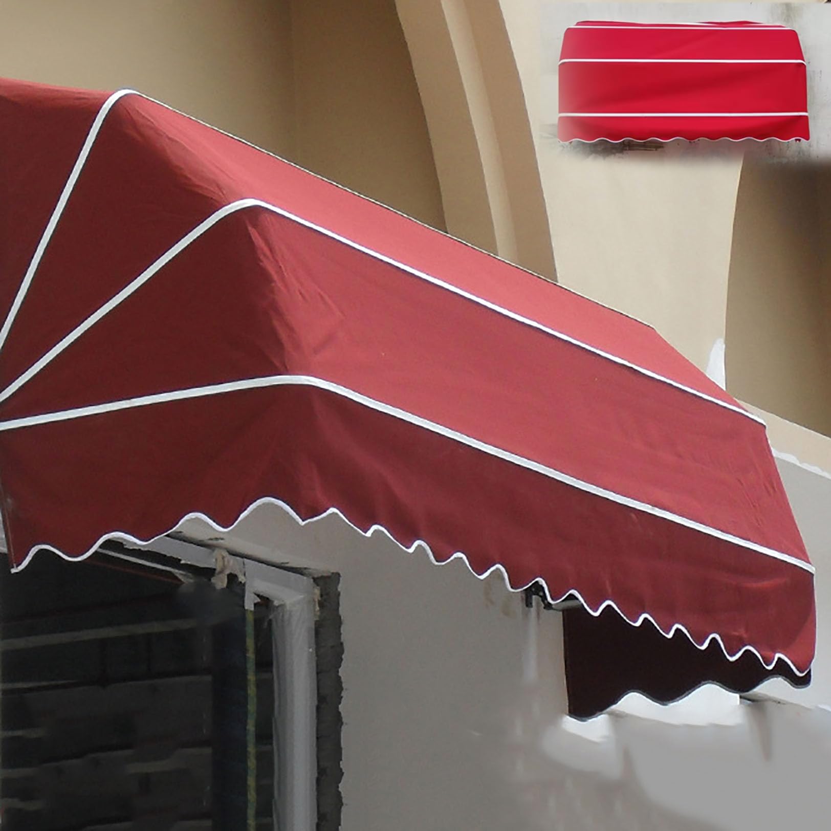 Awning Canopies Manual Retractable Awning, Curved Roofing Rain Shelter Window door Awnings Uv-resistant And Waterproof Fabric Awning, Outdoor Awning For Outside Balcony Garden Porch B 90×60×60cm