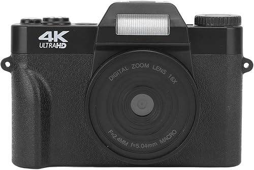 ZJchao Cámara digital para fotografía, 4K 48 MP HD Cámara digital con micrófono Luz de relleno 3 en 16x Zoom digital Cámara de Vlogging Cámara de