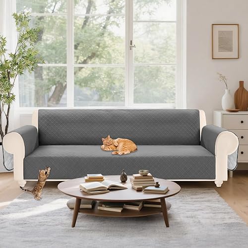 Miniatura 7 de Funda de terciopelo 100 % impermeable para perros, funda de sofá lavable para sofá de 3 plazas, juego de fundas acolchadas y antideslizantes con