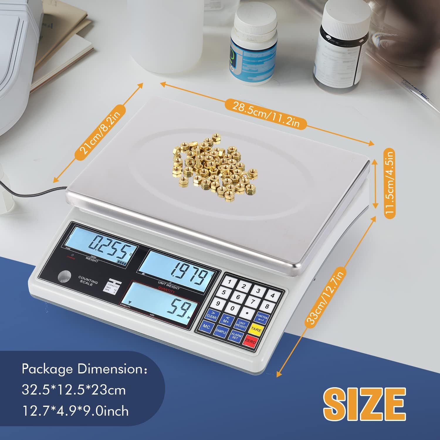 Bonvoisin Industrial Digital Scale for Parts & Coins (10kg/22lb, 0.1g) - Electronic Inventory Counting Scale
