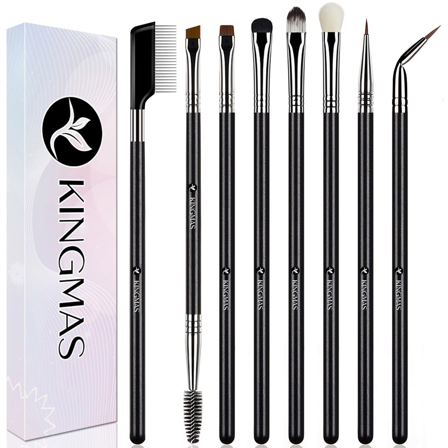 KINGMAS 8 Pieces Eyeliner/Eyeshadow/Eyebrow Brush set