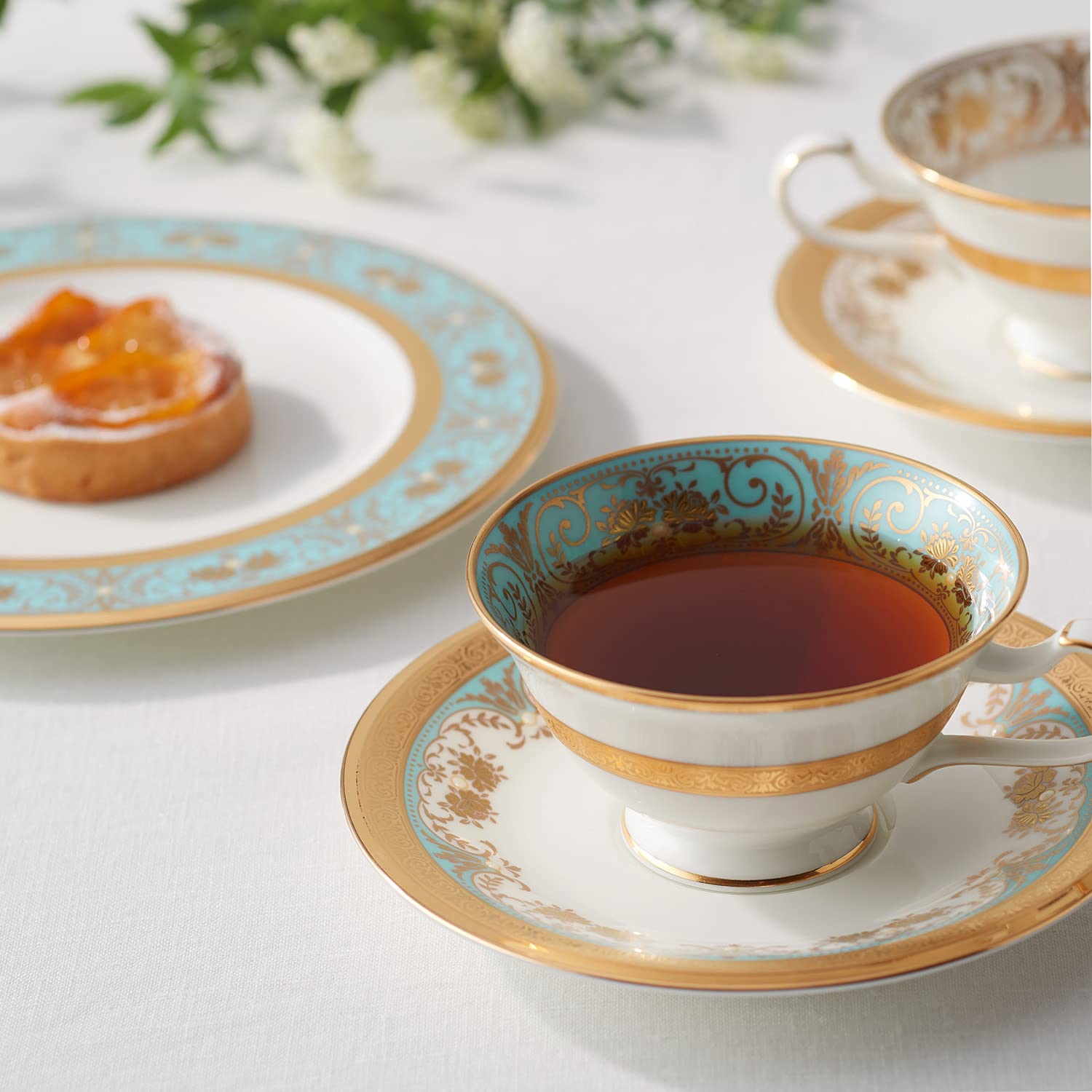 ノリタケ ボーンチャイナ ジョージアンターコイズ&ジョージアンパレス 4枚