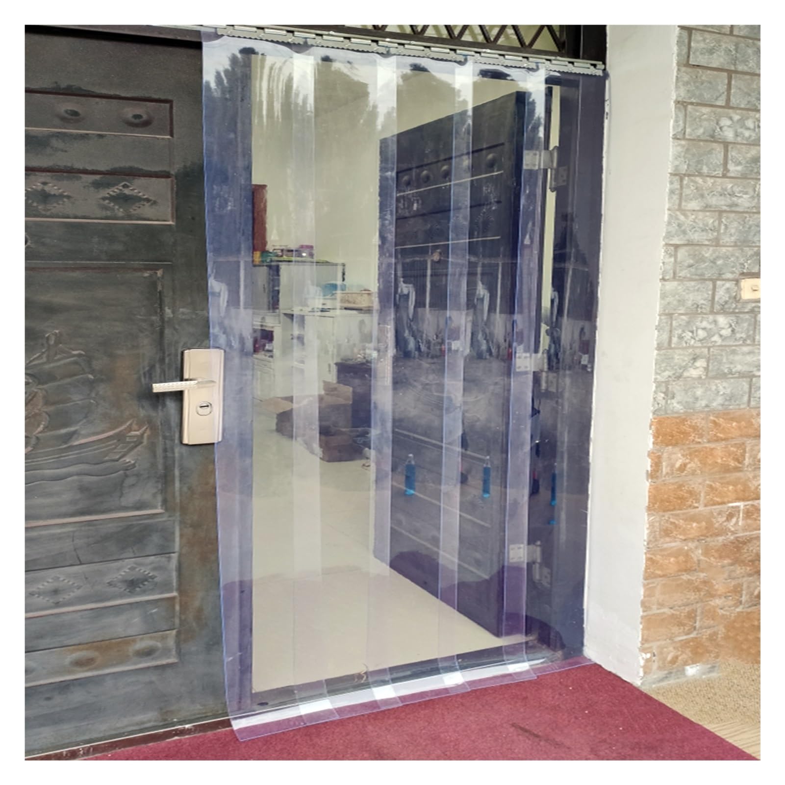 FBHappiness Plastic Vinyl Strip Door Curtain Commercial Industrial Clear PVC Curtain For Doorways, Energy Saving Door Curtain Panel for Pet Home, Warehouse(1.6mm,3.94x8.2ft-8pcs)