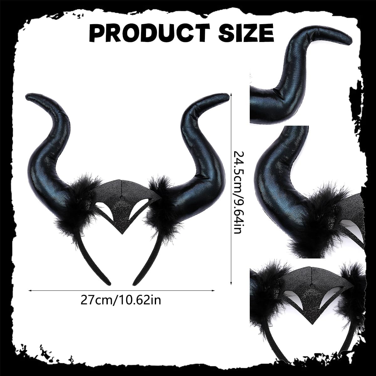 AUOCATTAIL Devil Horns Headband Gothic Halloween Cosplay Horn Hair Hoop Dress Up Hair Accessories Halloween Party Costume - Image 2