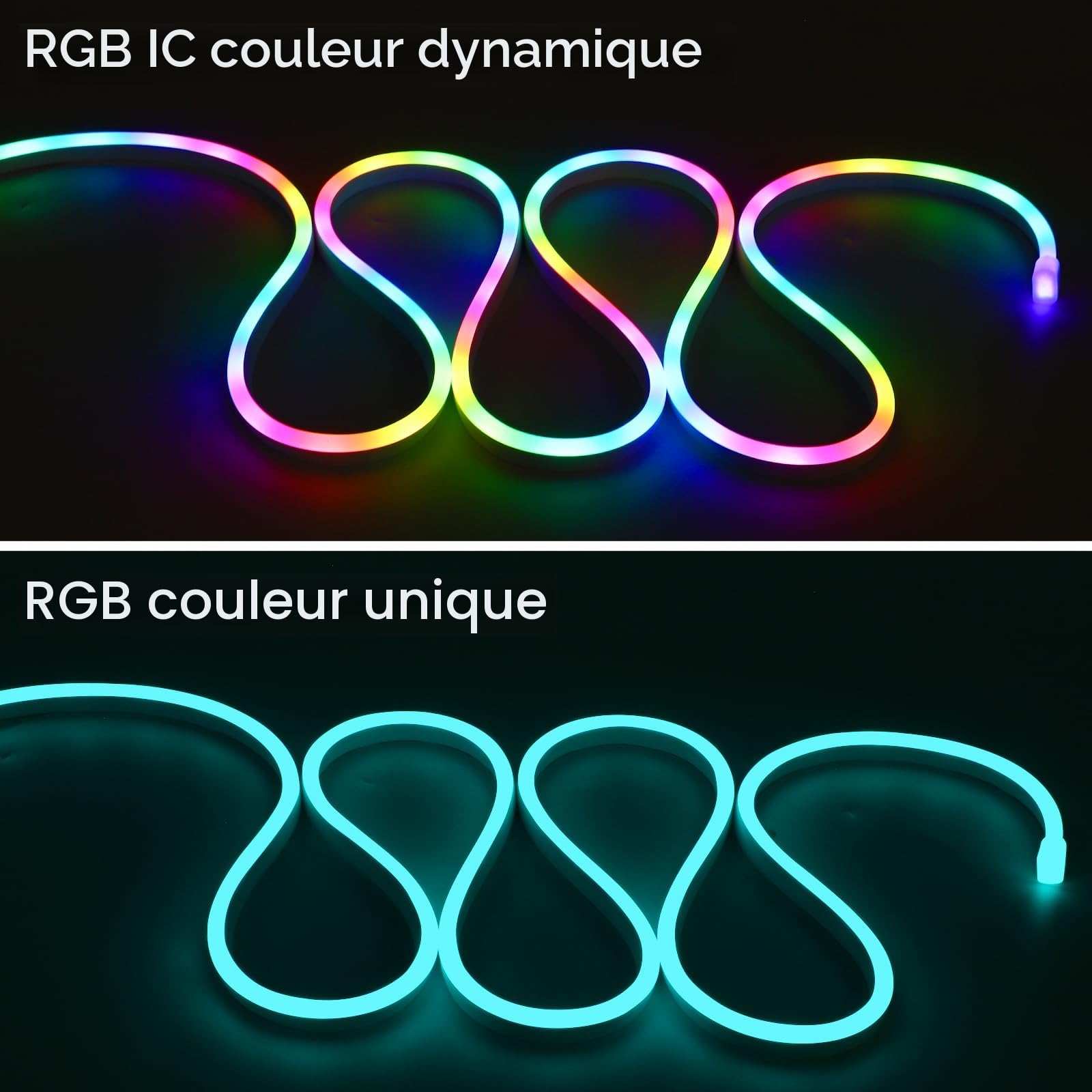 10m Neon Ruban LED USB RGB IC, 5V, Smart App, Couleur Dynamique
