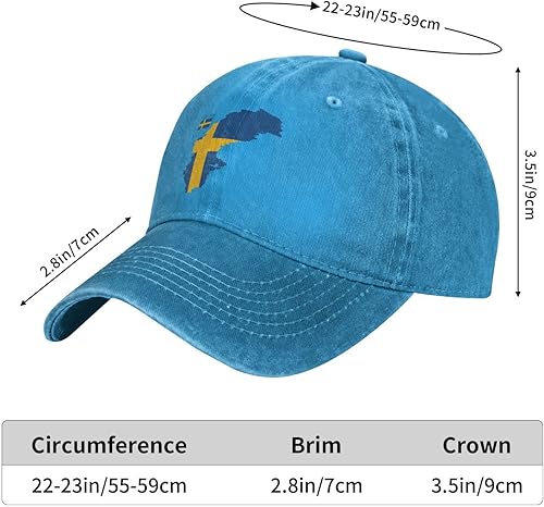 Miniatura 7 de Gorras de béisbol con bandera sueca, gorra desgastada, ajustable, color azul, unisex, para adultos, Azul