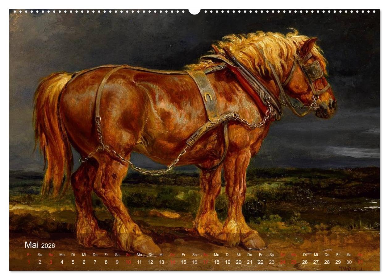 Pferde-Ölgemälde - Die Kunst der alten Meister (Wandkalender 2026 DIN A2 quer), CALVENDO Monatskalender: Beeindruckende Ölgemälde von großen Künstlern der Vergangenheit (CALVENDO Kunst)