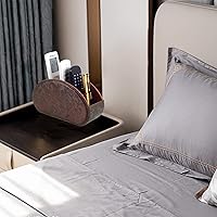 Vista 6 de Leather Remote Control Holder TV Remote Caddy Store Box, Bedside Table Organizer for Controller, Media Player, Brush, Glasses, Note Paper and Pen