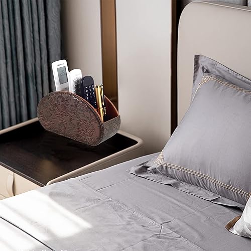 Miniatura 6 de Soporte de cuero para control remoto de TV, organizador de mesita de noche para controlador, reproductor multimedia, cepillo, lentes, papel de notas