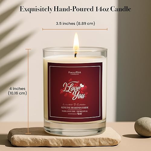 Miniatura 4 de Vela sorpresa I Love You con diamante en el interior, velas Foreverwick, velas de soja perfumadas, regalos para mujeres, cera de vela de