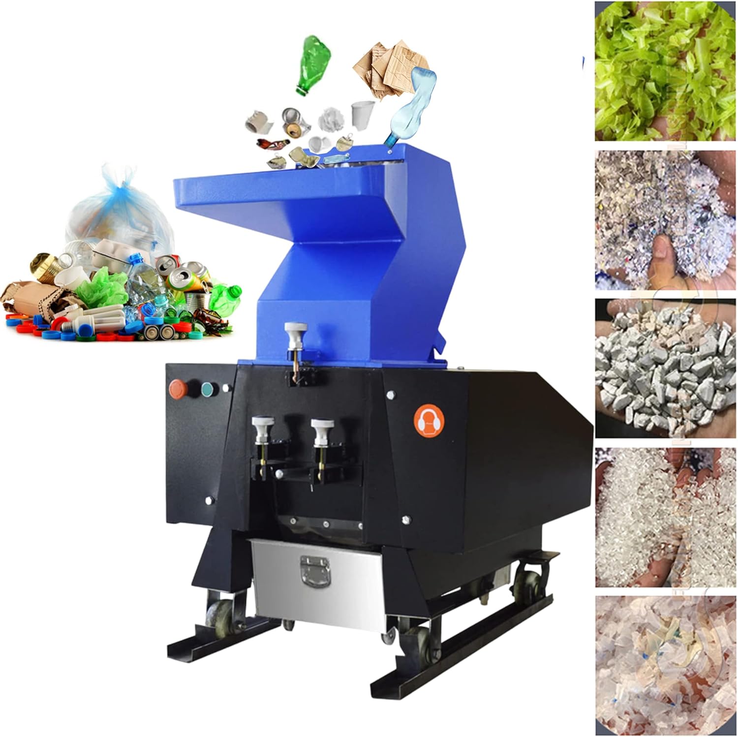 INTBUYING Electric Plastic Crusher Shredder Heavy Duty Bottle Grinder Mill Electric Chipper Granulator Grinding Machine Plastic Recycling Pulverizer 4KW 220V Three-phase