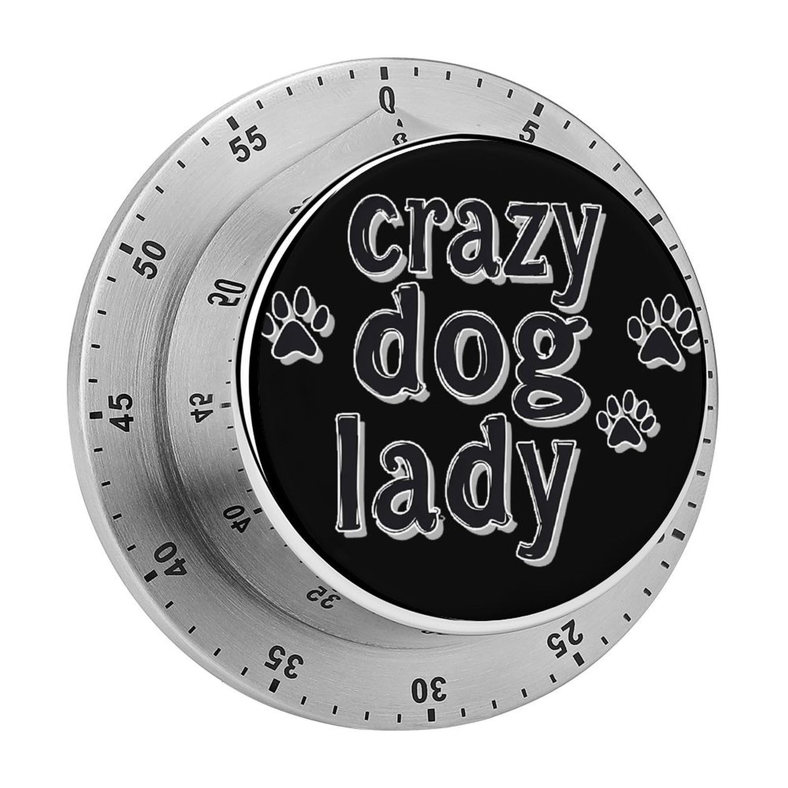Crazy Dog Lady Paws Mechanical Timer with Alarm for Kitchen Cooking Productivity Stainless Steel Timers