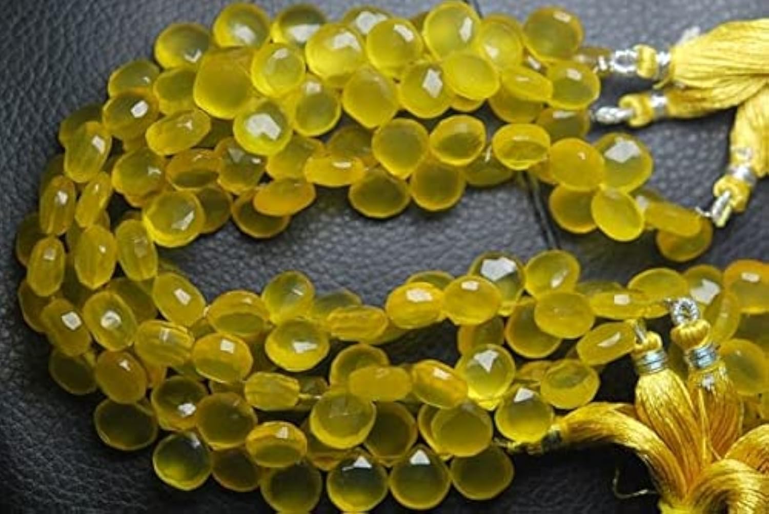 Chalcédoine jaune cœur facetté perle briolette 10mm pour bijoux