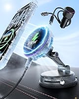 Stație de încărcare magnetică 2 în 1 CloudValley Qi2 25W pentru mașină și birou, compatibilă MagSafe, cu magnet puternic N55 și ventuză cu vid, pentru iPhone 12-17 Pro Max 1