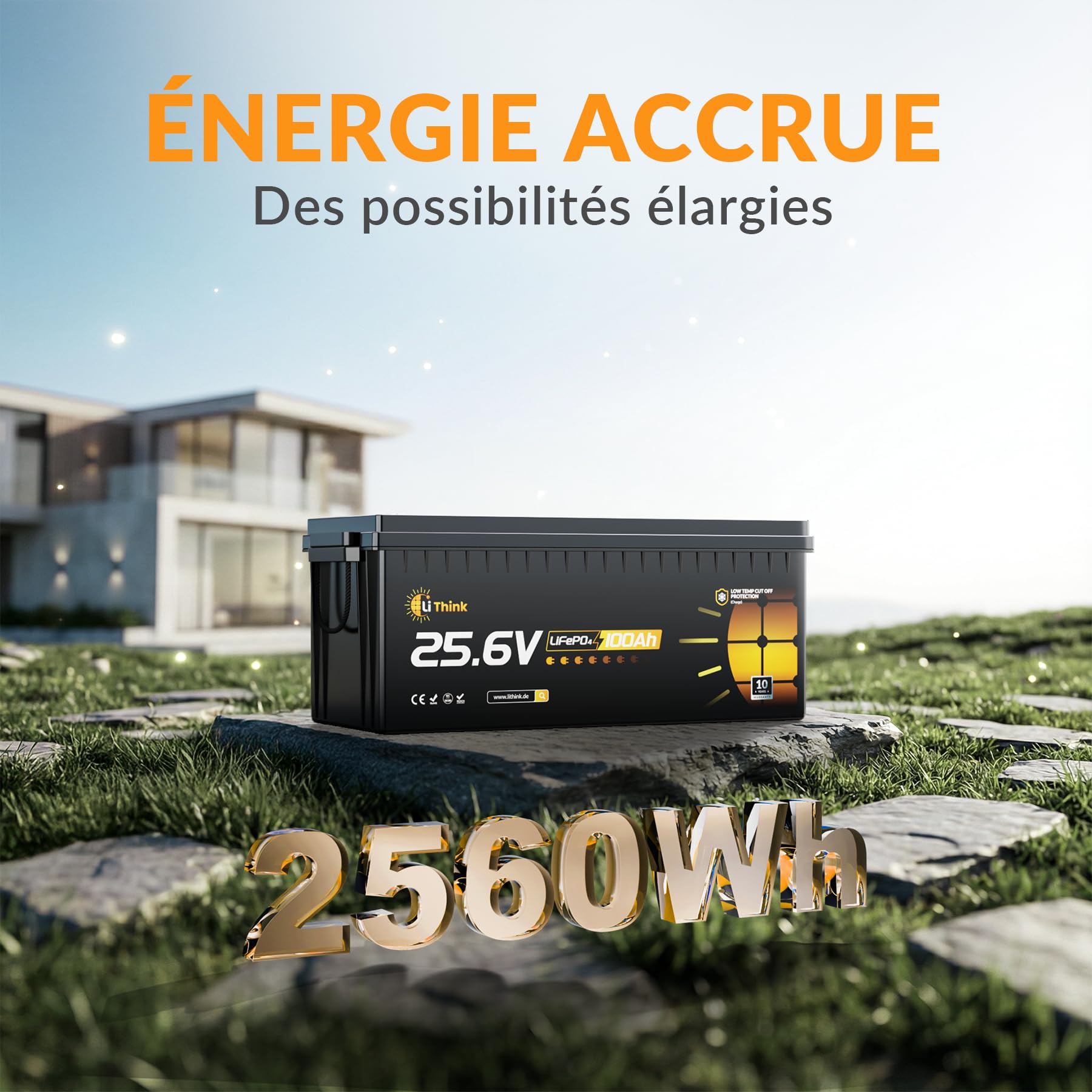 Bluetooth Batterie Lithium Lifepo4 24V 100AH, Vec Protection 150A BMS, Avec 15000 Cycles, 2560Wh ÉNergie, Pour Caravanes, Camping, SystèMe Solaire, PêChe à La Ligne Les SystèMes Hors RéSeau.