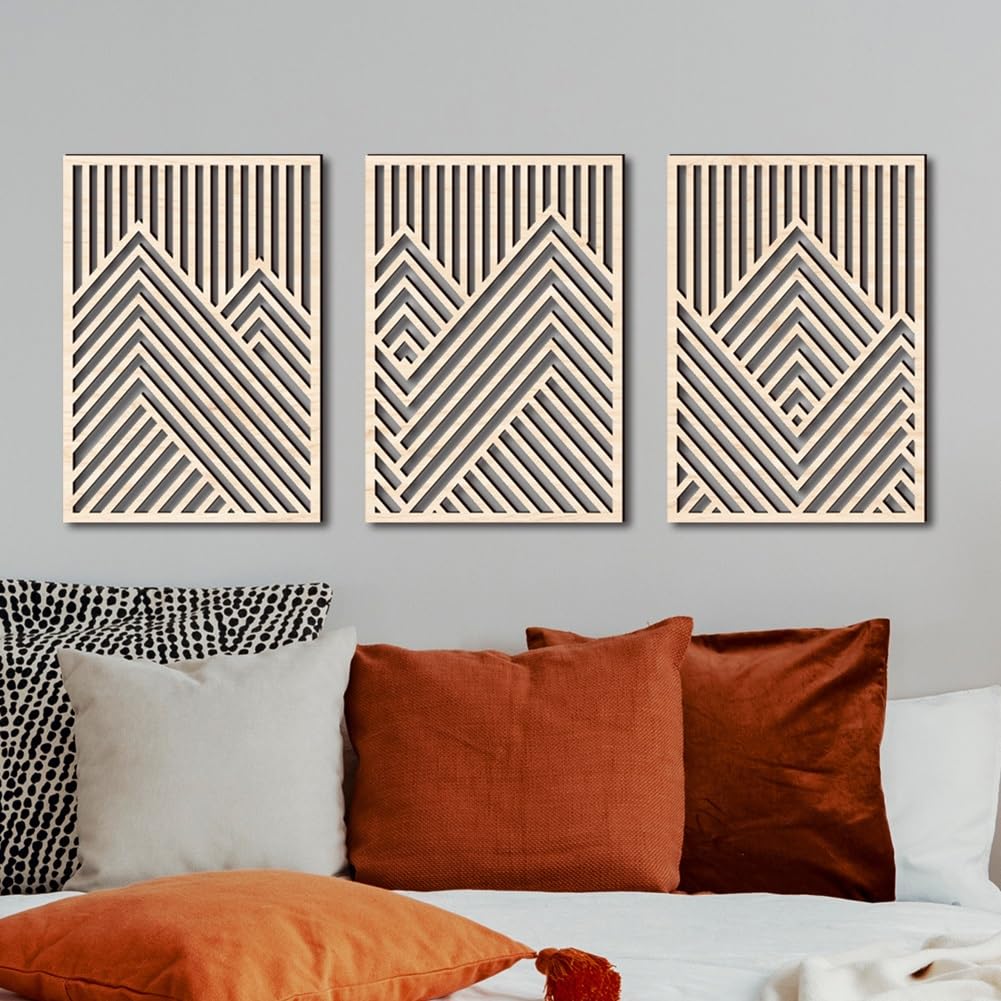 Rustic Modern Wood Wall Art Geometric Wooden Wall Decor Design 44