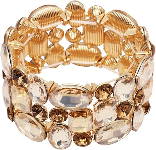 Pulsera elástica elástica para mujer, diseño de hojas de cristal, para novia, dama de honor, para novias y damas de honor