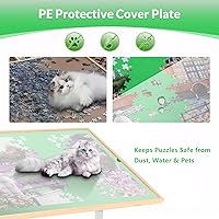 Vista 4 de Mesa de rompecabezas de 1500 piezas de madera con patas de altura ajustable y inclinable en ángulo, mesa de rompecabezas plegable para adultos