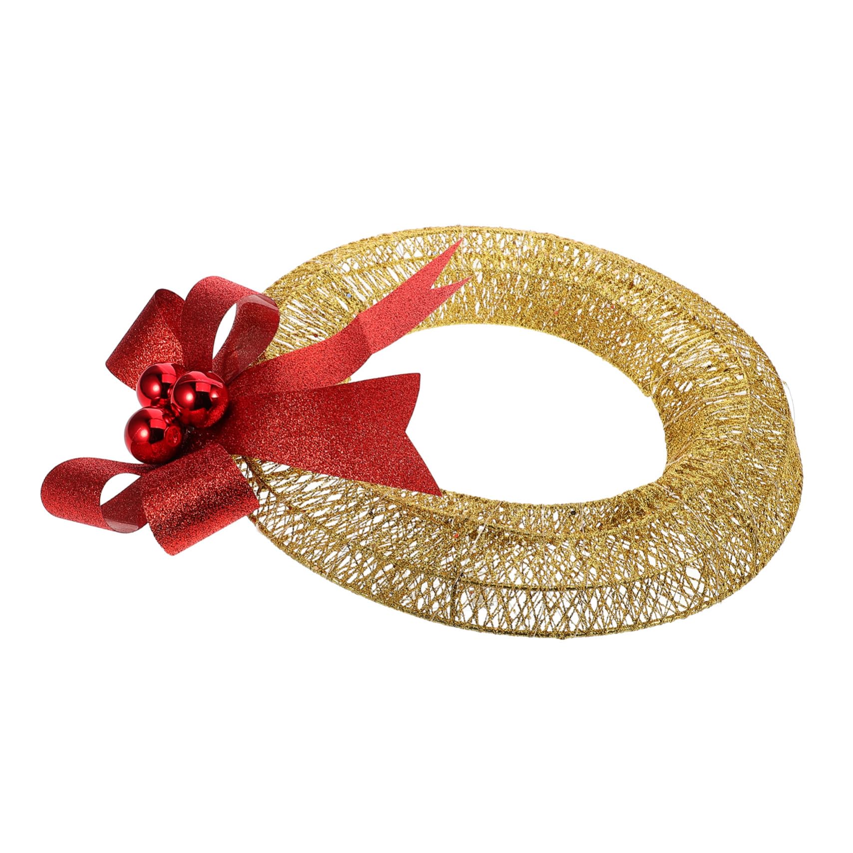 Guirnalda de Navidad Artificial con Luces LED Cálidas y Lazo Dorado Decoración Colgante para Puerta Principal Interior y Exterior