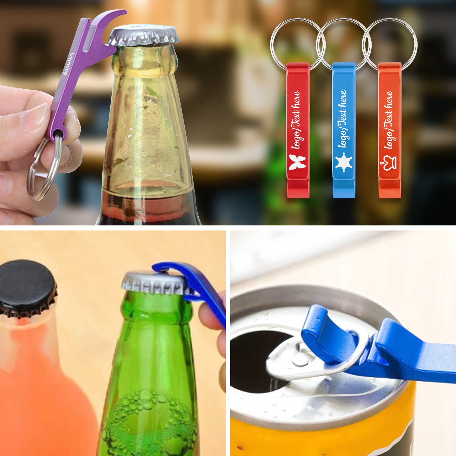 96 Stück personalisierte Flaschenöffner Schlüsselanhänger Bulk für Männer, individuelle Metall Dosen Bier Flaschenöffner Hochzeit Gastgeschenke, graviert mit Logo, Text