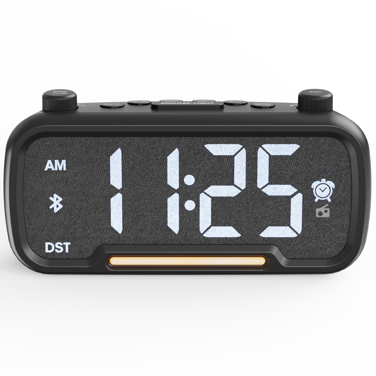Radiosveglia Digitale da Comodino, FM Radio Sveglia con Luce Noctturna, Altoparlante Bluetooth, Porta USB & Type C, Snooze, Volume e Luminosità Regolabili, Sveglia per Sordi | Bambini | Adolescenti