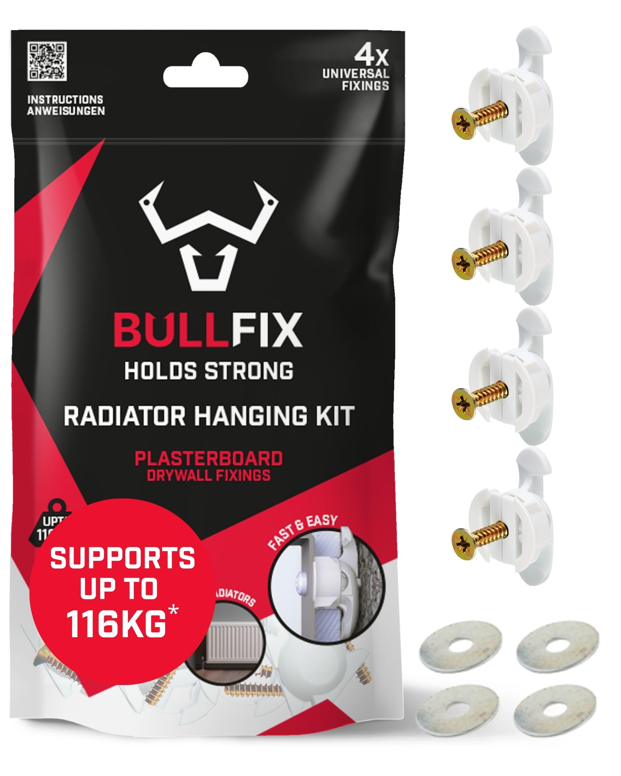 Bullfix Radiator Hanging Kit For Plasterboard4 Fixings from B&Q