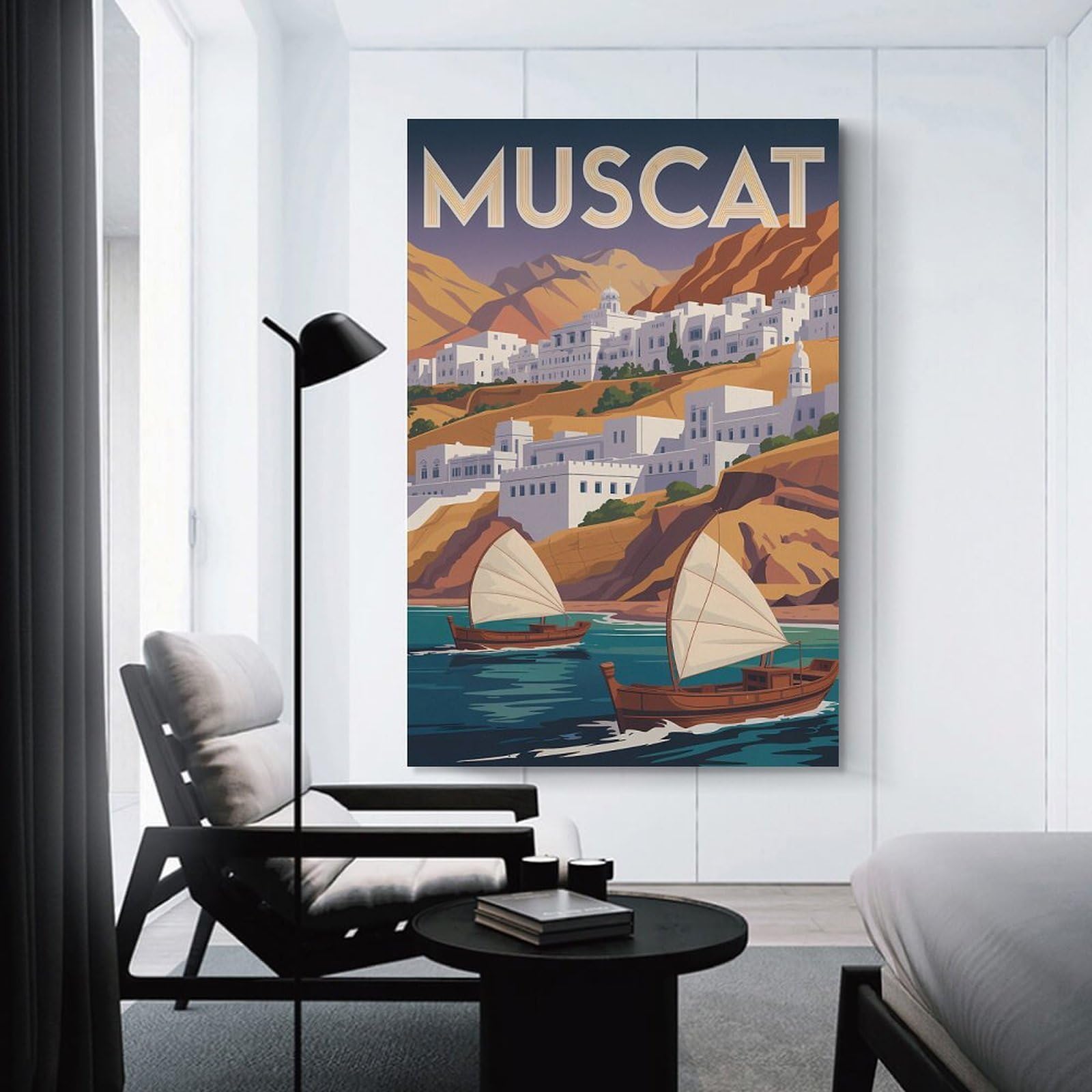 Junmoney Muscat Travel Canvas Wall Picture, 20x30inch(50x75cm), for Flats, Guest Rooms Or Compact Rooms, An Easy Choice for New Home Styling