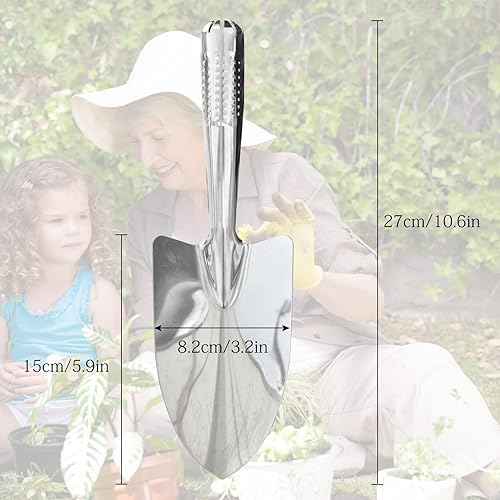 Miniatura 2 de Paleta de mano de pala de jardín, herramientas de mano de jardinería de acero inoxidable, pala de pala para plantar, trasplantar, deshierbar, excavar