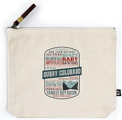 Lantern Press Ouray, Colorado, Typography, Contour (100% Cotton Canvas Travel Accessory Go Bag)