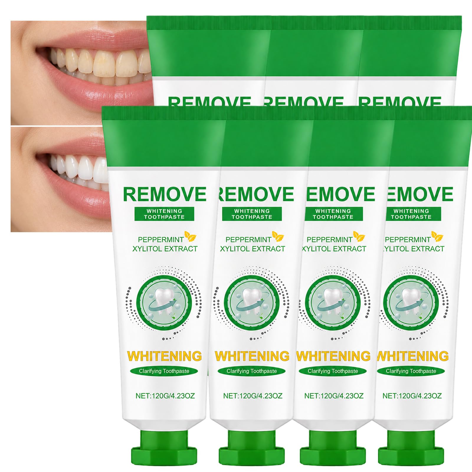 Dentifrice blanchissant pour les dents, nettoyage doux des taches superficielles, soin bucco-dentaire quotidien pour un sourire éclatant, formule fraîche pour une haleine agréable (7pcs)