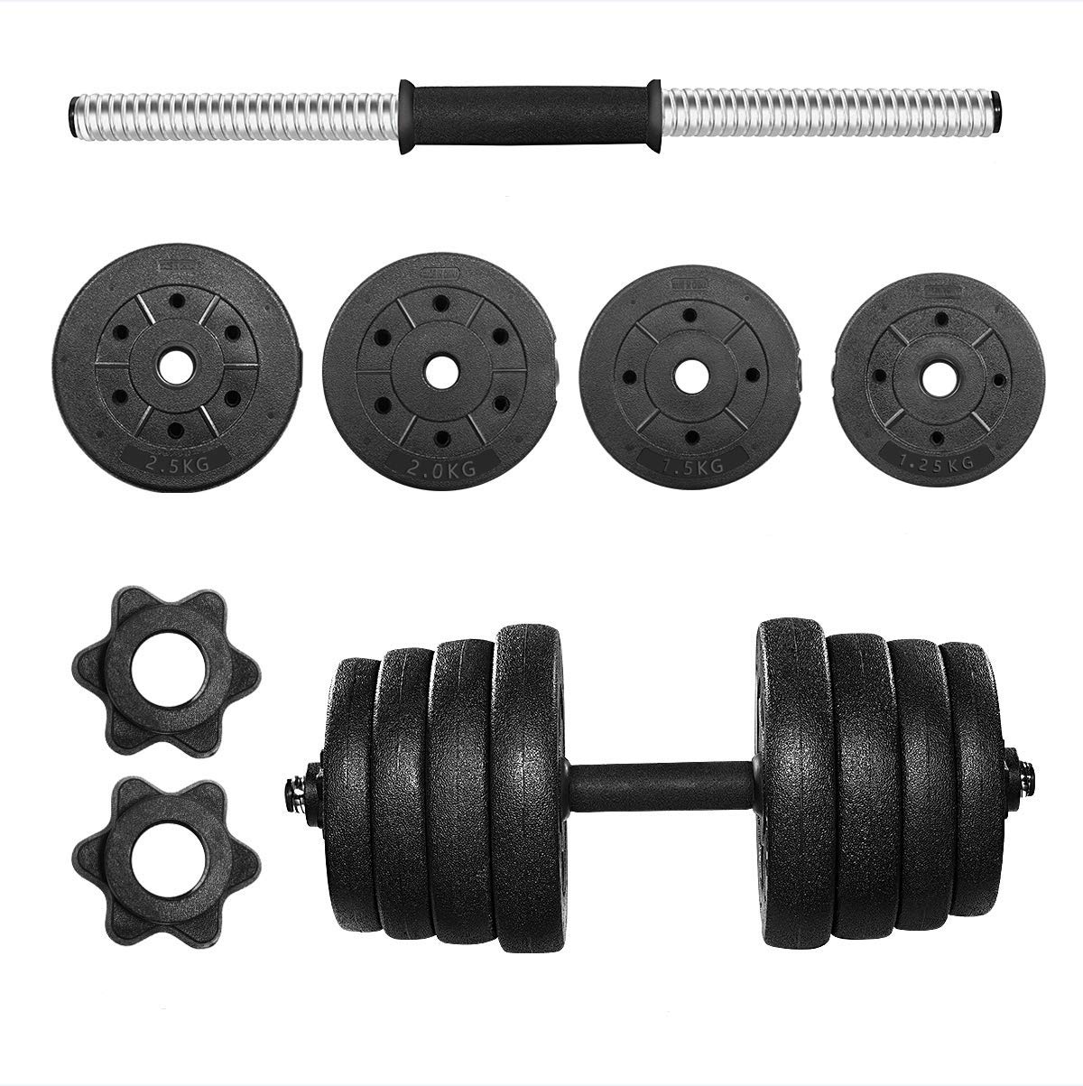 BESPORTBLE A Pair of Adjustable Barbell Set, Free Weights Dumbbells Set with Connecting Rod for Strength Training 5-66lb