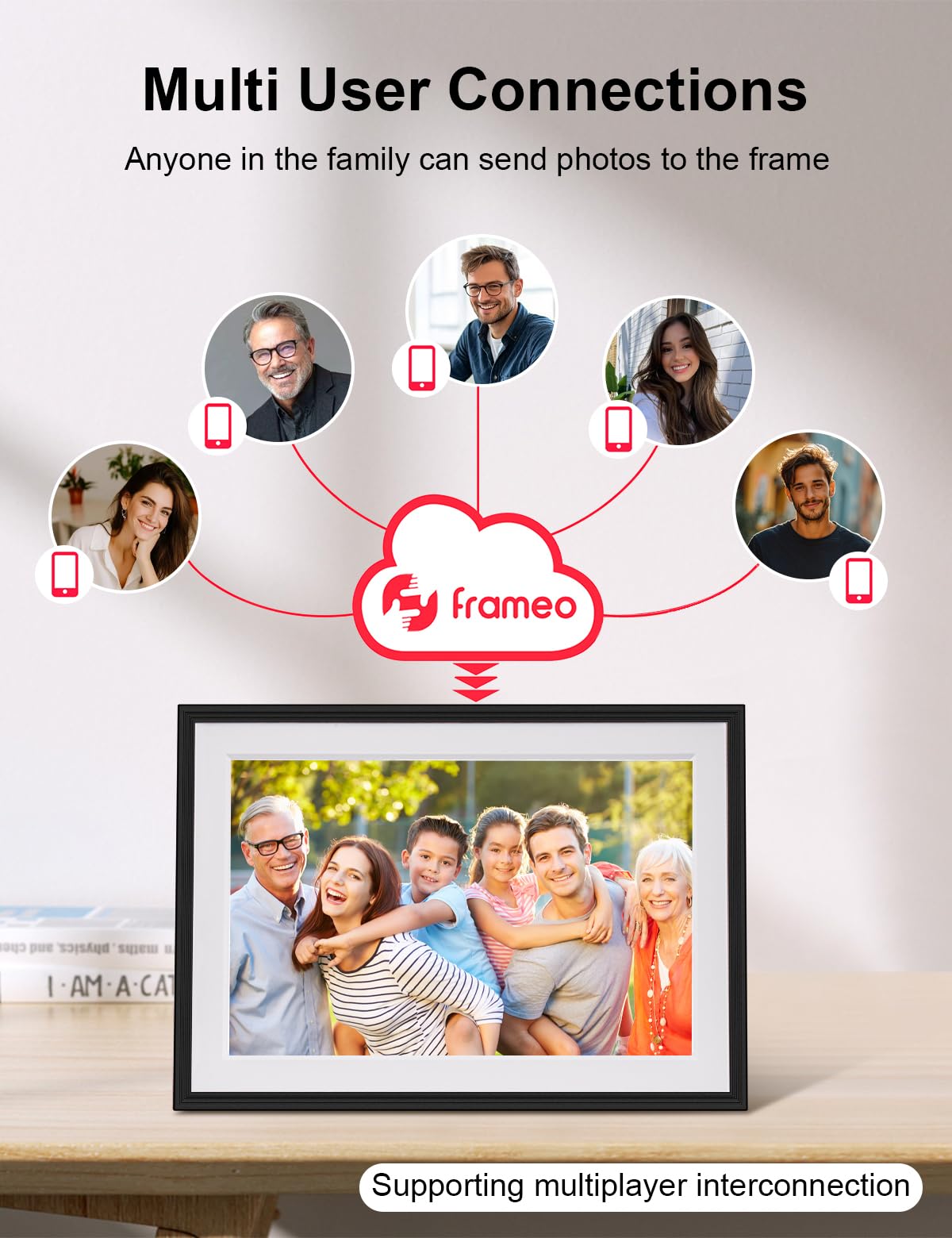 Cadre Photo numérique Intelligent Wi-FI FRAMEO 10,1 Pouces 32 Go, écran Tactile IPS LCD 1280x800, Rotation Automatique Portrait/Paysage, Partage instantané de Moments Via l'application Frameo Noir